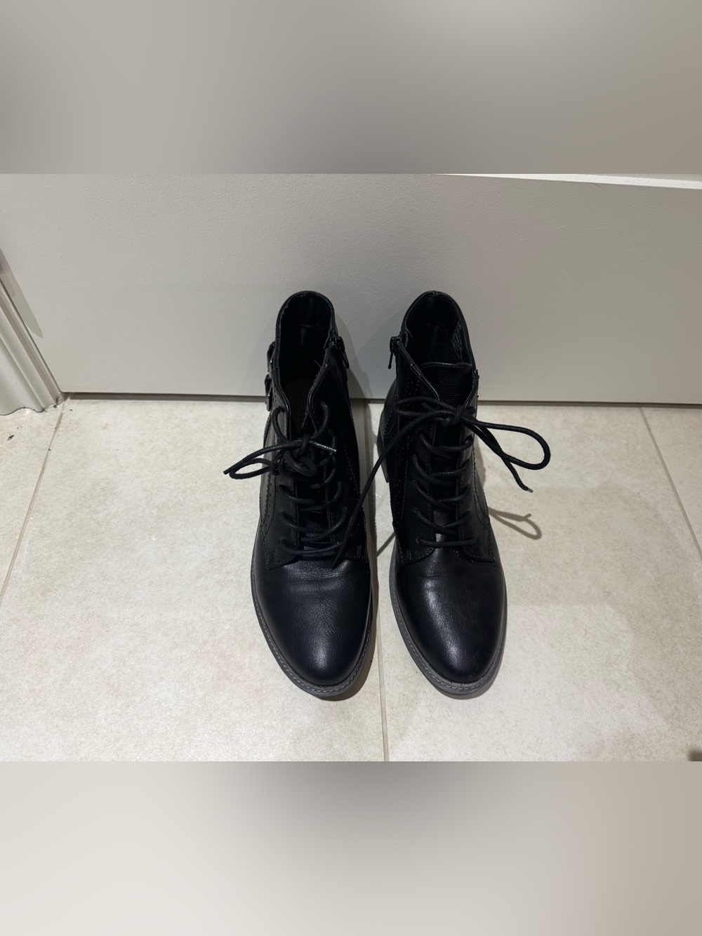 Women's Black Lace-Up Ankle Boots